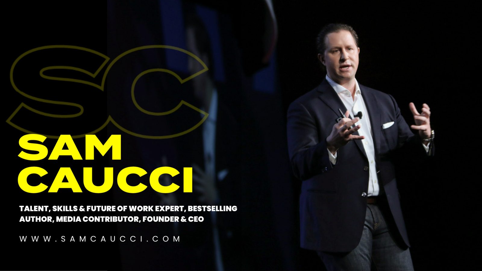 Sam Caucci keynote speaker on stage